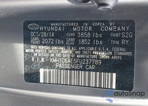 2015 Hyundai Veloster Turbo из США, поврежденный, VIN KMHTC6AE5FU237789